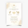 Convite Bodas de Ouro Personalizado - Minimalista Dourado