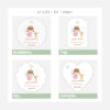 Etiquetas Personalizadas para Batizado - Anjinho Menina - Forma Redonda, Tag, Flor ou Coração - T002