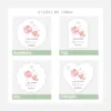 Etiquetas Personalizadas para Batizado – Ursinho com Balões Rosas - Forma Redonda, Tag, Flor ou Coração - T004