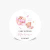 Etiquetas Personalizadas para Lembrança de Batizado - Ursinho com Balões Rosa - Forma Redonda, Tag, Flor ou Coração - T004