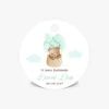 Etiquetas Personalizadas para Lembrança de Batizado - Ursinho com Balões Verde Água - Forma Redonda, Tag, Flor ou Coração